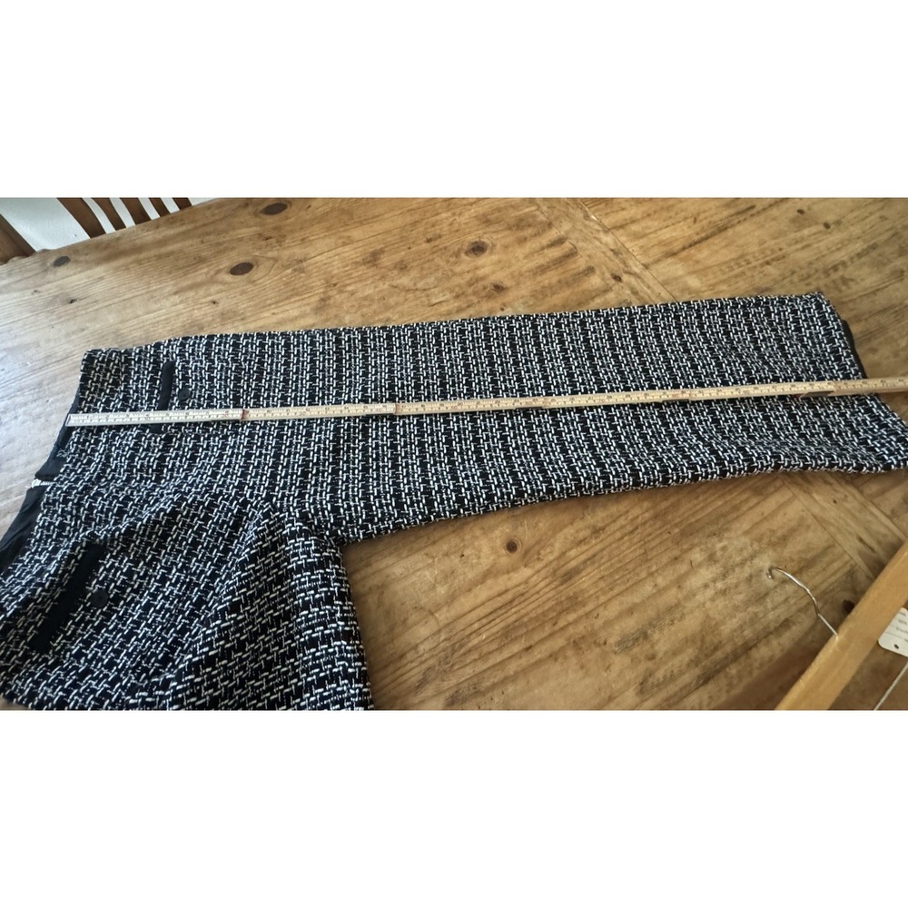 NY & Co Black White Tweed Wide Leg Crop Pants Sz M Textured Lined Zip High Rise - Picture 12 of 13